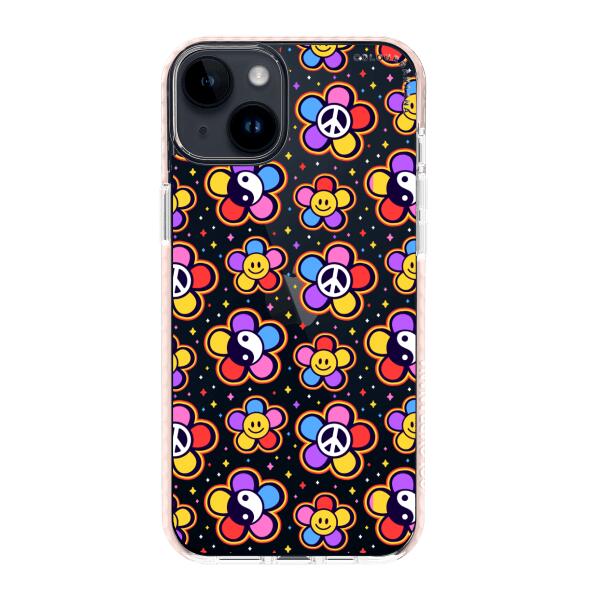 iPhone Case - Hippy 80s Fashion Mushroom Daisy Peace Rainbow
