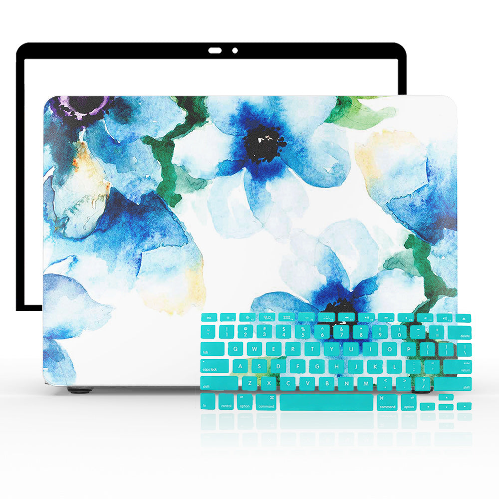 MacBook Case Set - 360 Blue Jasmine - colourbanana