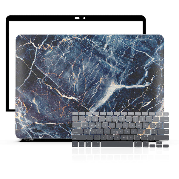Macbook Case Set - 360 Subtle Blue Marble - colourbanana