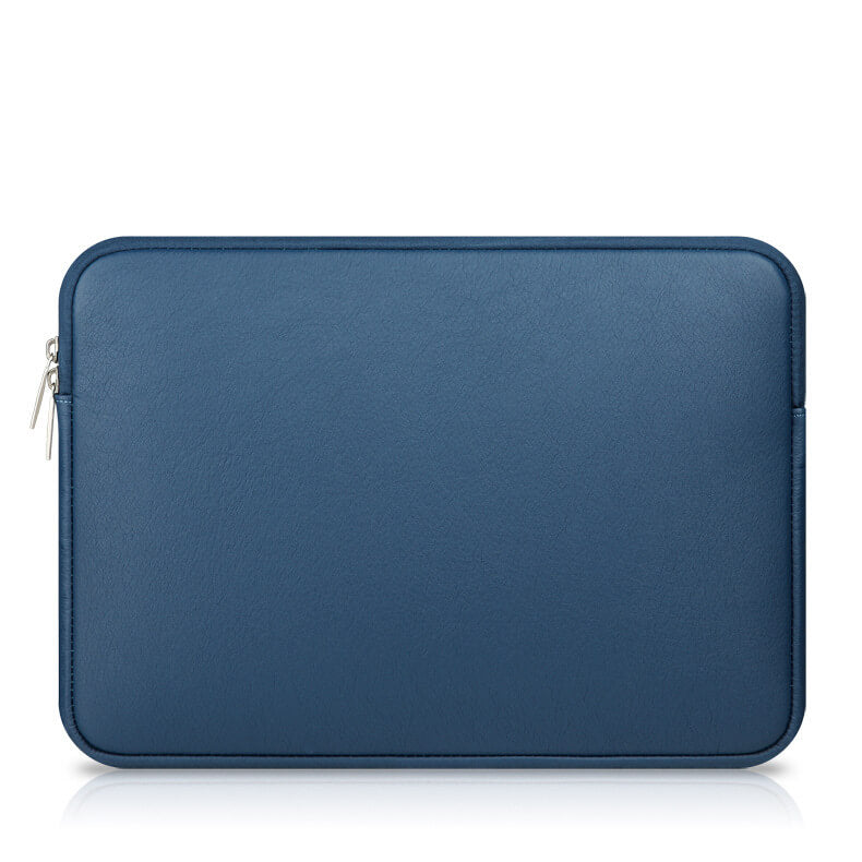Laptop Sleeve - Blue Soft Leather Waterproof Zipper Bag - colourbanana