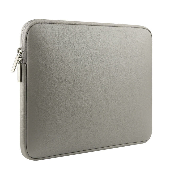 Laptop Sleeve - Grey Soft Leather Waterproof Zipper Bag - colourbanana