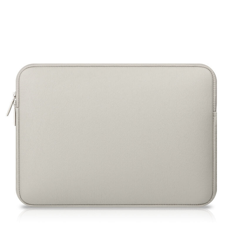 Laptop Sleeve - Grey Soft Leather Waterproof Zipper Bag - colourbanana