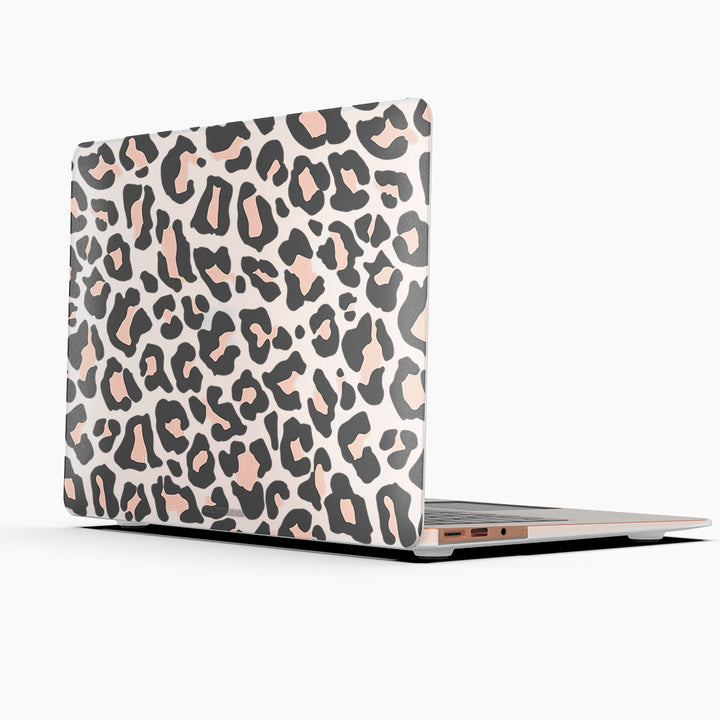 Macbook Case-Blush Rose Black Leopard