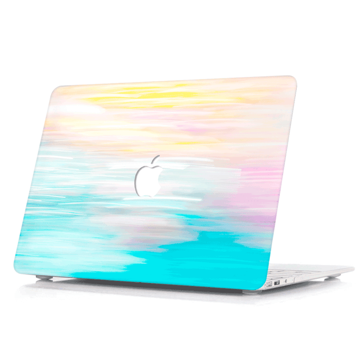 Macbook Case-Flower Cyan Sky Fuzzy-colourbanana