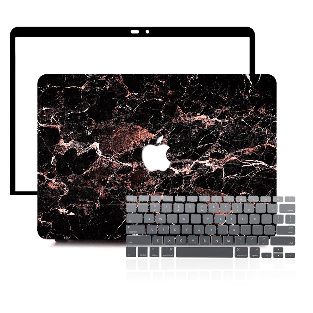 Macbook Case Set - 360 Black and Red Marble - colourbanana
