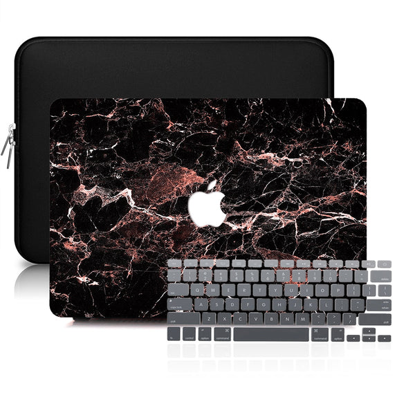 Macbook Case Set - Protective Black and Red Marble - colourbanana