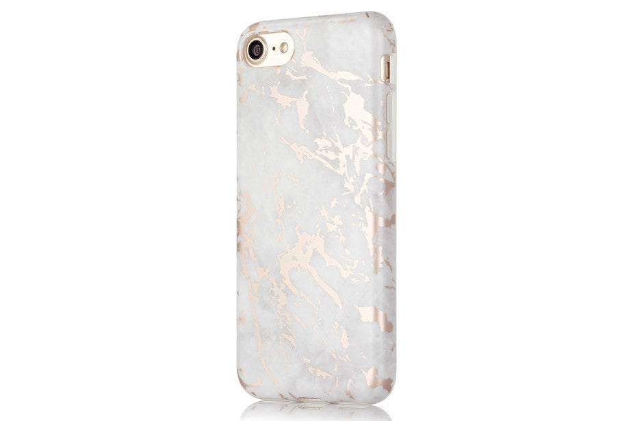 iPhone Case - White & Rose Metallic Brushed MarbleiPhone Case - White & Rose Metallic Brushed Marble