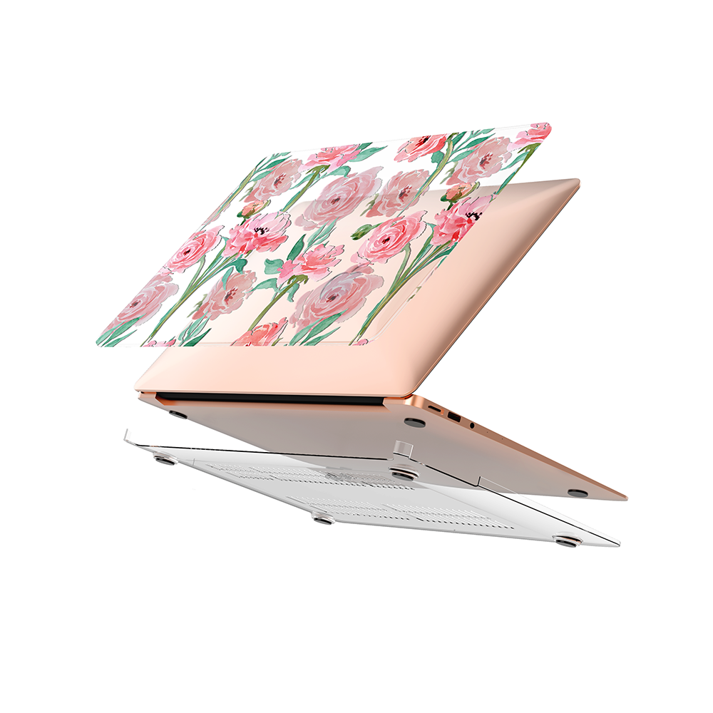 Macbook Case-Pink Rose Floral-colourbanana