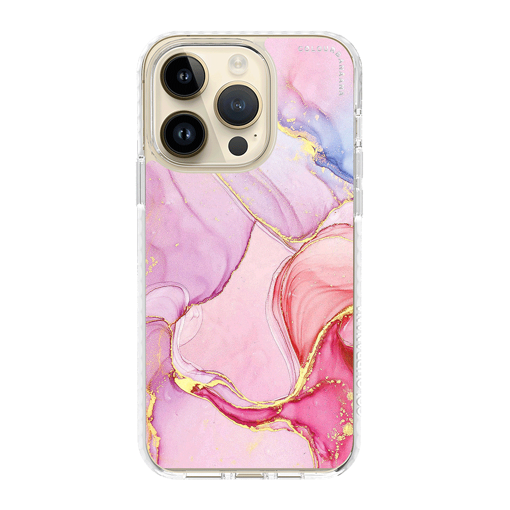 iPhone ケース - ピンクとパープルのマーブル