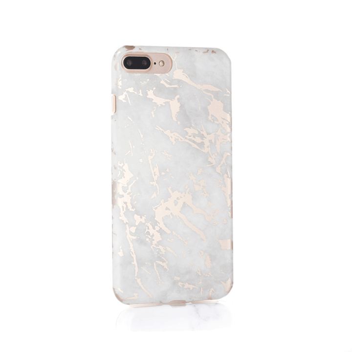 iPhone Case - White & Rose Metallic Brushed Marble - colourbanana